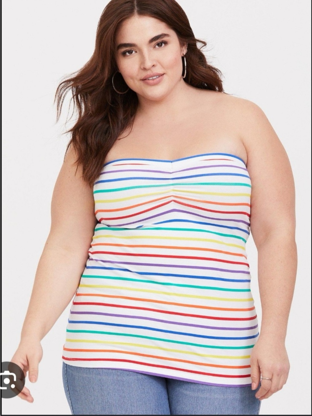 torrid 3x foxy ruched Rainbow Stripe Tube Top